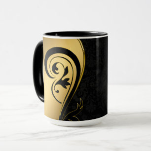 Mug Design floral or et noir