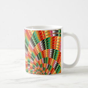 Mug Design fractal dans les tons vert rouge et orange