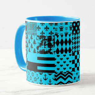 Mug Design Motif mixte en noir bleu