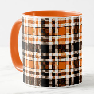 Mug Design Motif orange noir blanc flanelle tatan