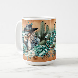 Mug Design occidental élégant avec Cactus et Cowgirl