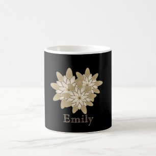 Mug Design personnalisé de fleur marguerite en or noir