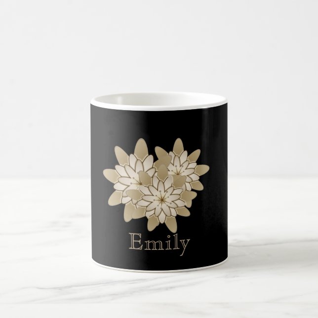 Mug Design personnalisé de fleur marguerite en or noir (Centre)