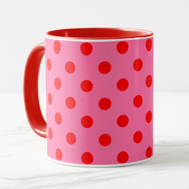 Mug Design Pois rouge sur rose (Créateur téléchargé)