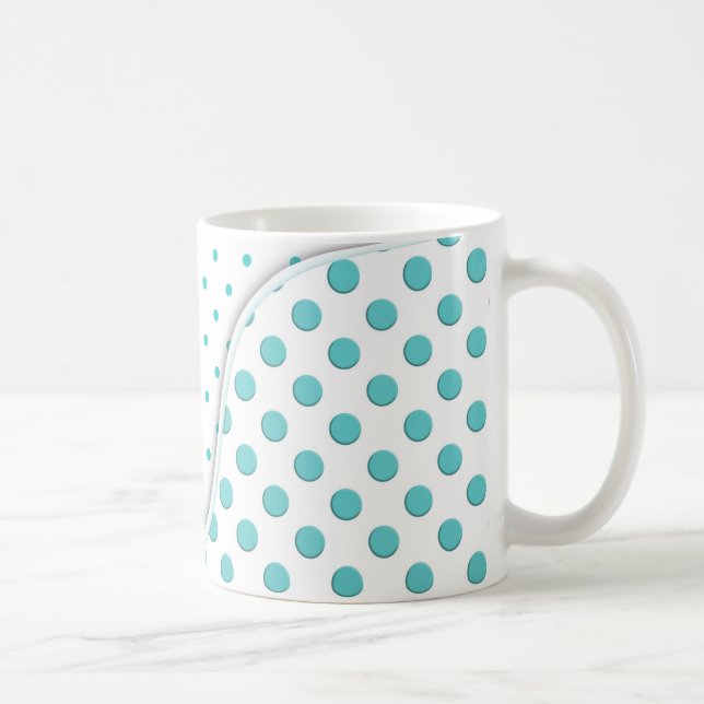 Mug Design Polka Dot moderne Turquoise Blanc (Droite)
