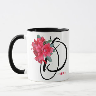 Mug Desiree nom personnalisable fleurs rouges boho ten