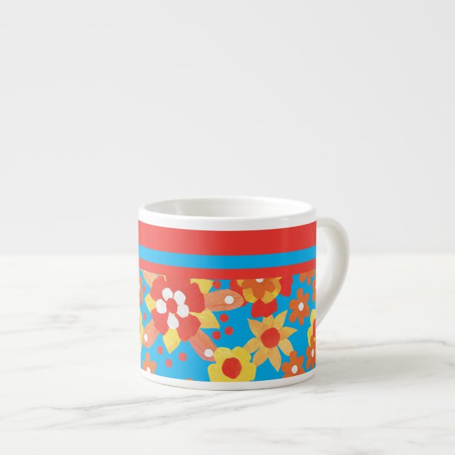 Mug d'Espresso aux Fleurs Orange Ditsy (Devant droit)