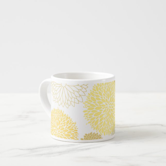 Mug d'Espresso jaune Floral (Devant gauche)