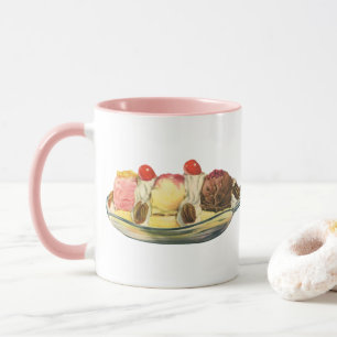Mug Desserts de nourriture vintage, cerises de banana 