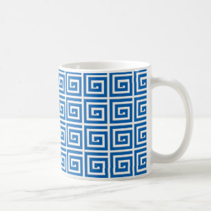 Mug dessin à la grecque - bleu et blanc