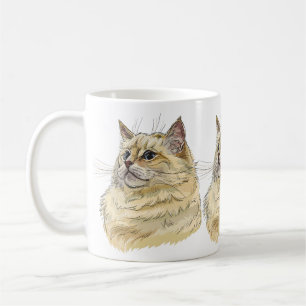 Mug Dessin à la main drôle fluffy Ragdoll chat