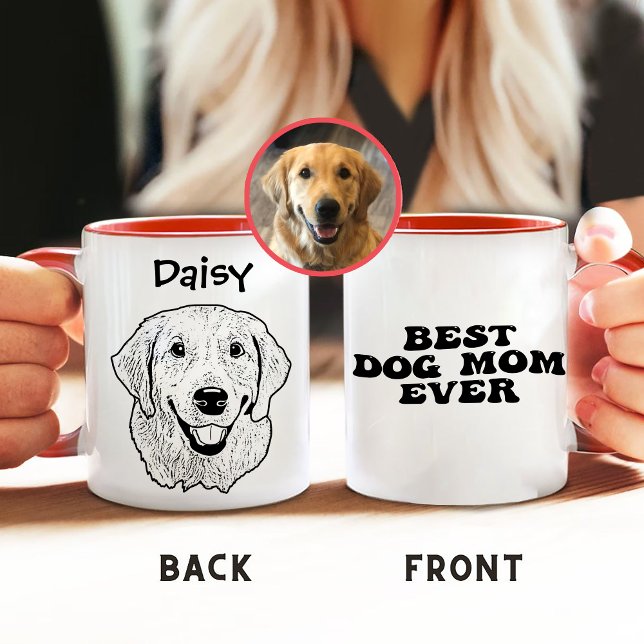 Mug Dessin à main pour chien d'essayeur d'or personnal (Créateur téléchargé)