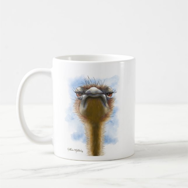 Mug Dessin animé d'autruche indignée (Gauche)