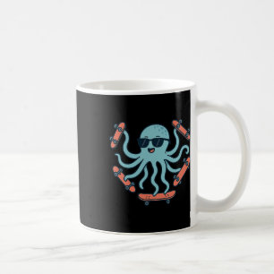 Mug Dessin animé de skateboard de pieuvre cool 