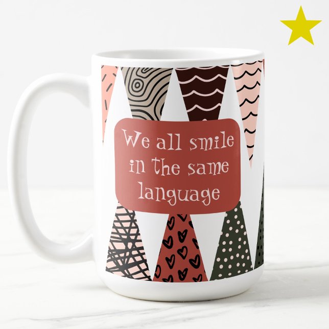 Mug Dessin animé drapeau patchwork rose Phrases d'amou (Créateur téléchargé)