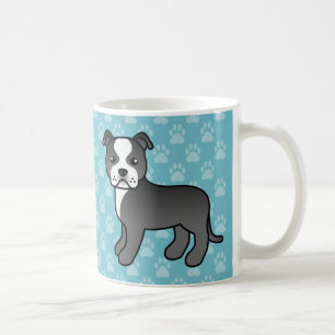 Mug Dessin animé noir et blanc Staffordshire Bull Terr