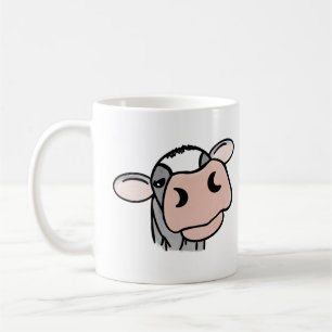 Mug dessin animé vache noir blanc rose baiser gris ani