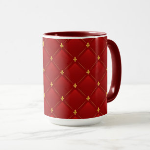 Mug dessin art nouveau rouge et or