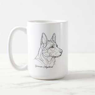 Mug Dessin au trait de Berger Allemand Nom personnalis