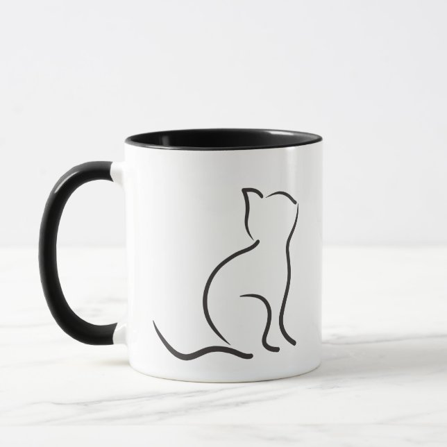Mug dessin au trait de chat (Gauche)