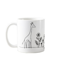 Dessin d'art minimaliste en ligne de fleurs de gir