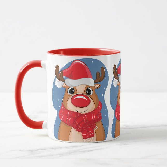 Mug Dessin de cerfs de Noël (Gauche)