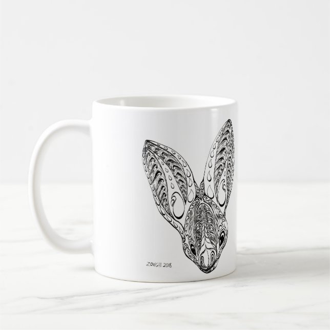 Mug Dessin de chauve-souris jaune fantaisie noir et bl (Gauche)