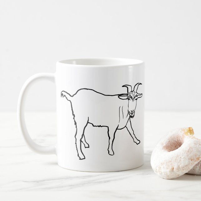 Mug Dessin de chèvre amusant Dessin de dessin original (Avec donut)