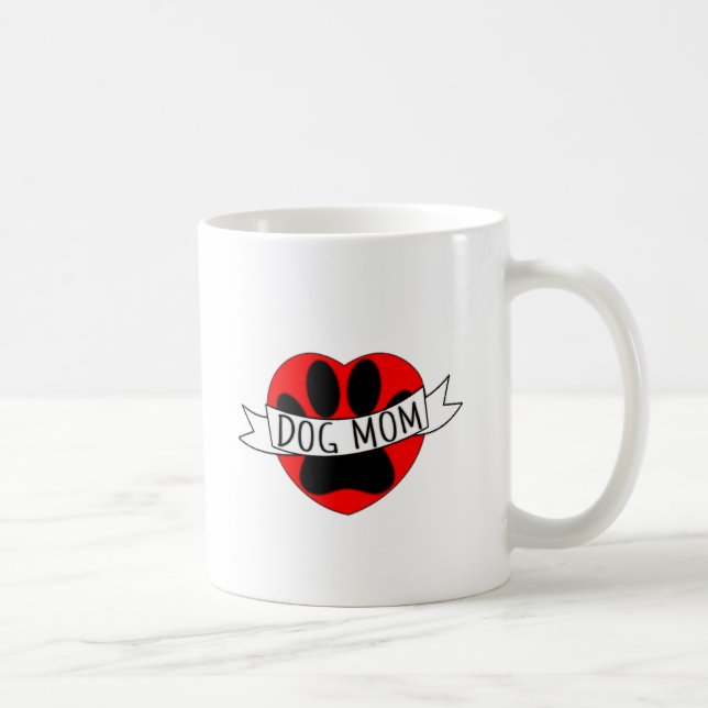 Mug Dessin De Chien Maman Paw Et Red Heart (Droite)