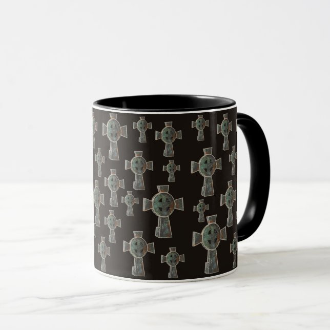 Mug Dessin de croix de tête de cimetière gothique d'Ha (Devant droit)