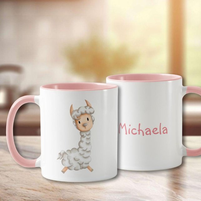 Mug Dessin de lama de fille rose (Créateur téléchargé)