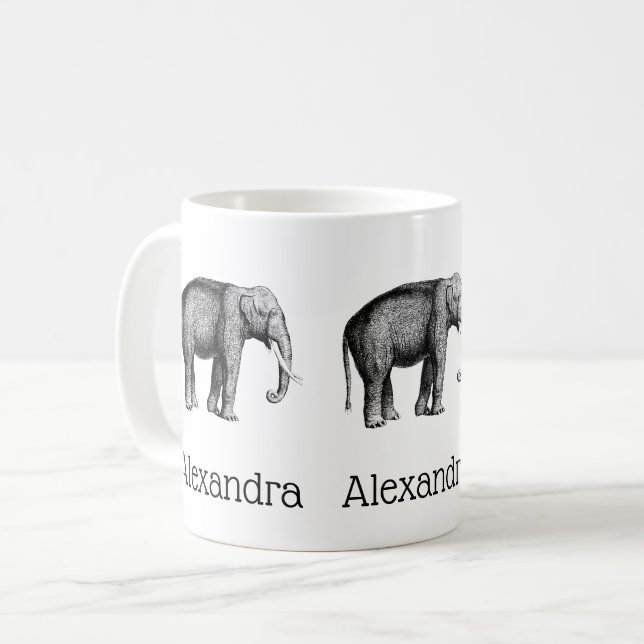 Mug Dessin d'éléphant vintage (Devant gauche)