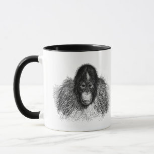 Mug Dessin doux Orangoutan noir et blanc