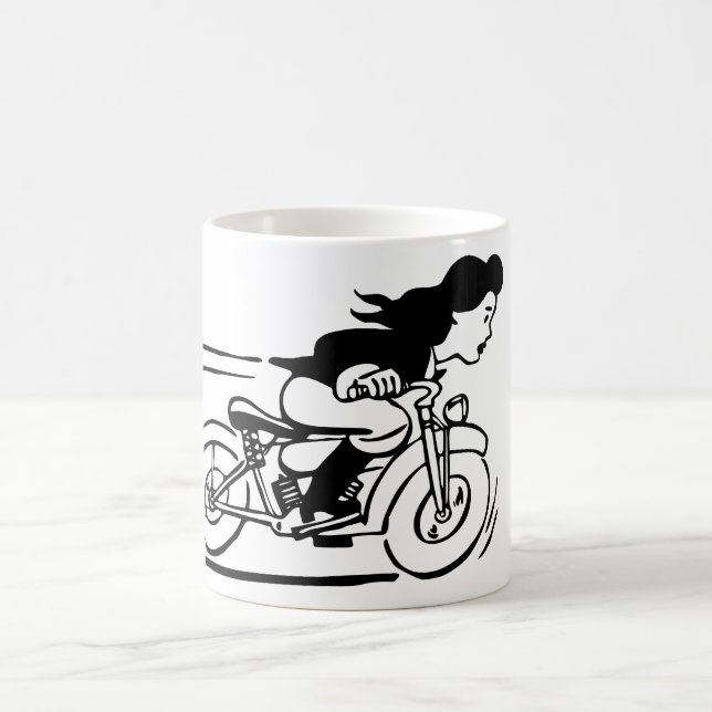 Mug Dessin d'une femme en moto à vélo Chick Art (Centre)