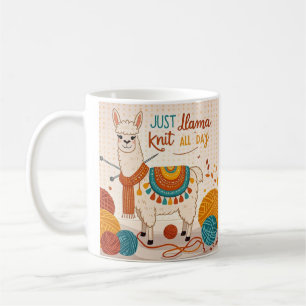 Mug Dessin en lama portant une affiche en tricot