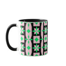 Dessin géométrique vert, rose et noir
