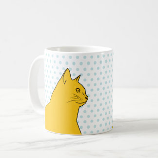 Mug Dessin jaune de chat sur l'arrière - plan de pois