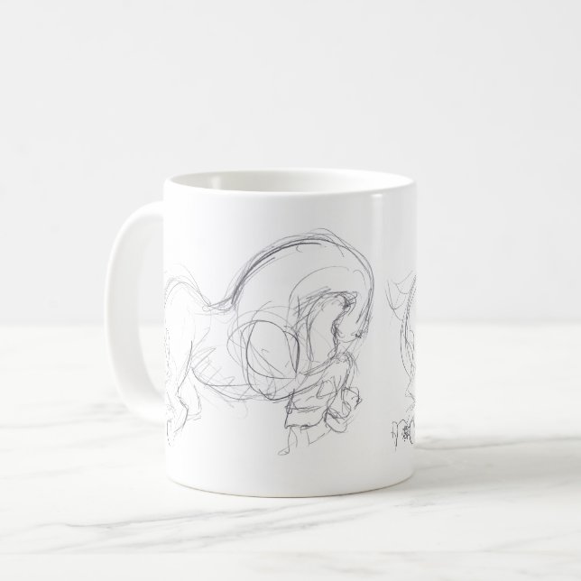 Mug Dessin original 3 Cheval Année Zodiac Anniversaire (Devant gauche)
