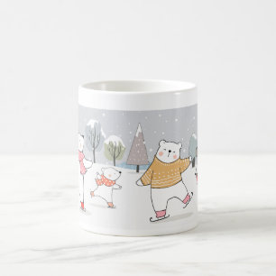 Mug Dessiner l'ours polaire sur les patins à glace en 
