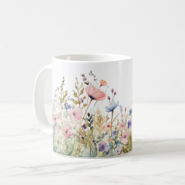 Mug Dessous de verre Fleur sauvage Cottagecore Floral (Devant gauche)
