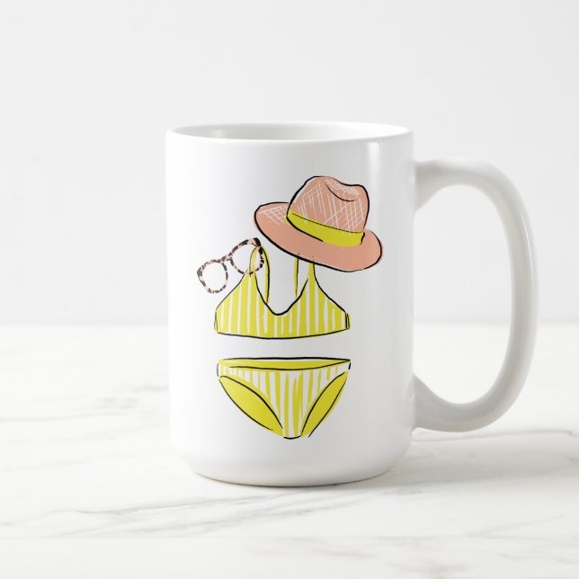 Mug Détendez-vous au soleil - maillot de bain jaune (Droite)