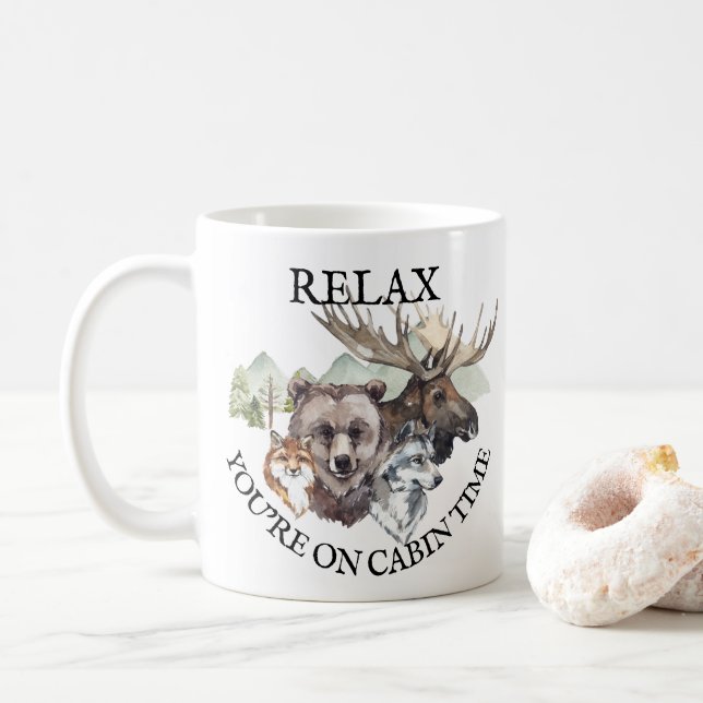Mug Détendez-vous Vous êtes à l'heure du Cabine Forest (Avec donut)