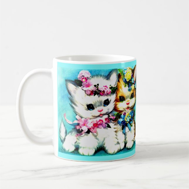 Mug deux chatons et beaucoup de fleurs (Gauche)