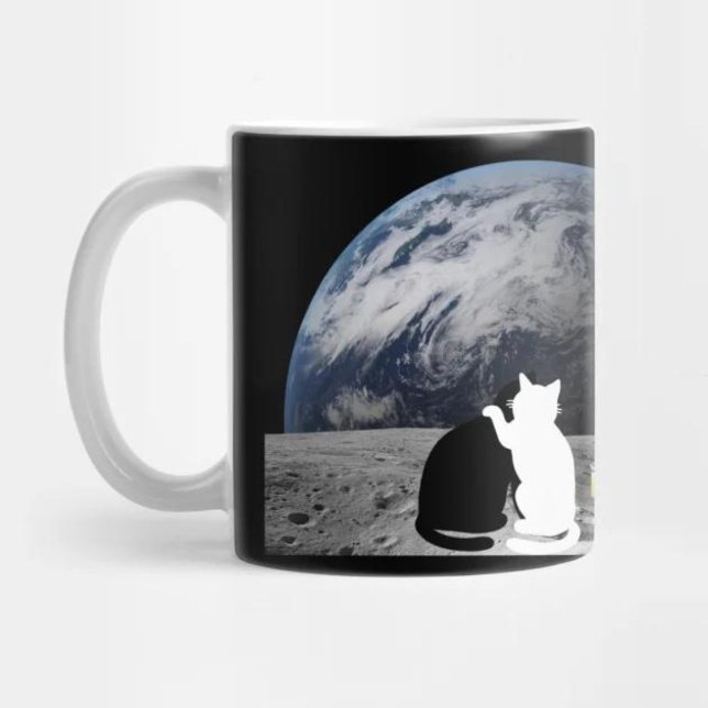 Mug Deux chats coincés dans la lune avec une boîte de  (Créateur téléchargé)