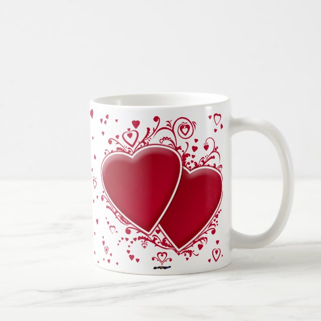 Mug Deux coeurs rouges pour la Saint-Valentin (Droite)