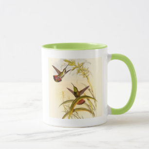 Mug Deux colibris colorés qui veulent la même fleur
