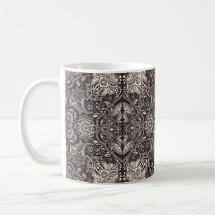 Mug Deux couleurs Vintage motif sans couture. Contour 