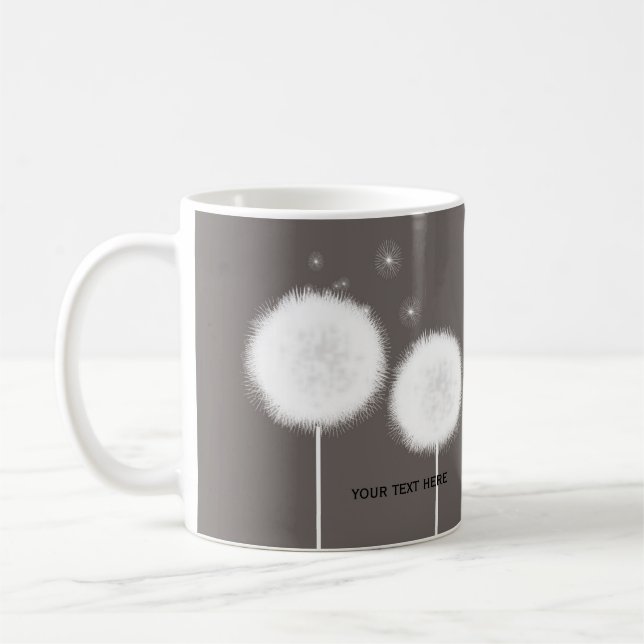Mug Deux Dandelions Taupe Thé Rustique De Café (Gauche)