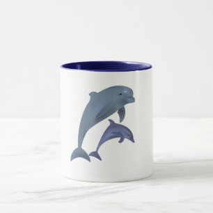 Mug Deux dauphins tropicaux sautant les uns à côté des