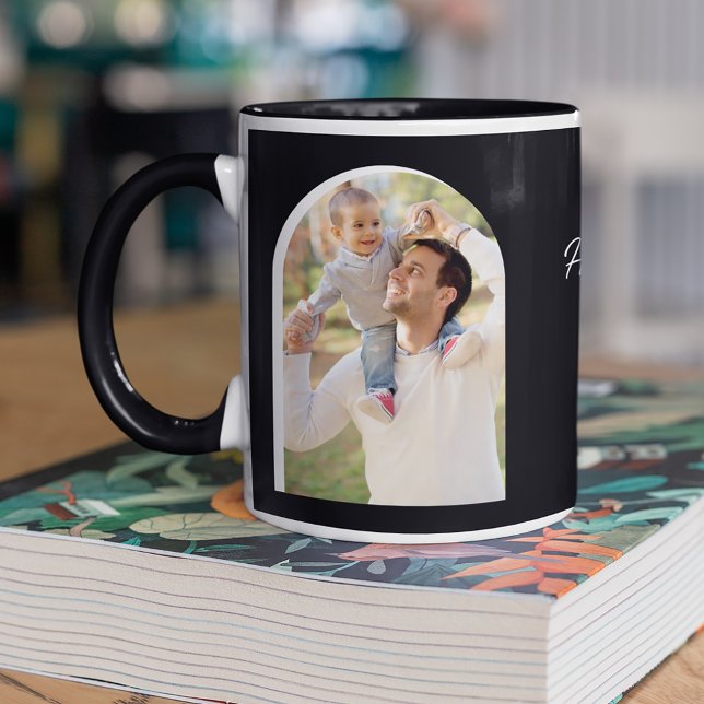 Mug Deux fenêtres photo avec Fête des pères texte, noi (Créateur téléchargé)